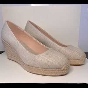 J. Crew Seville espadrille wedges in metallic canvas